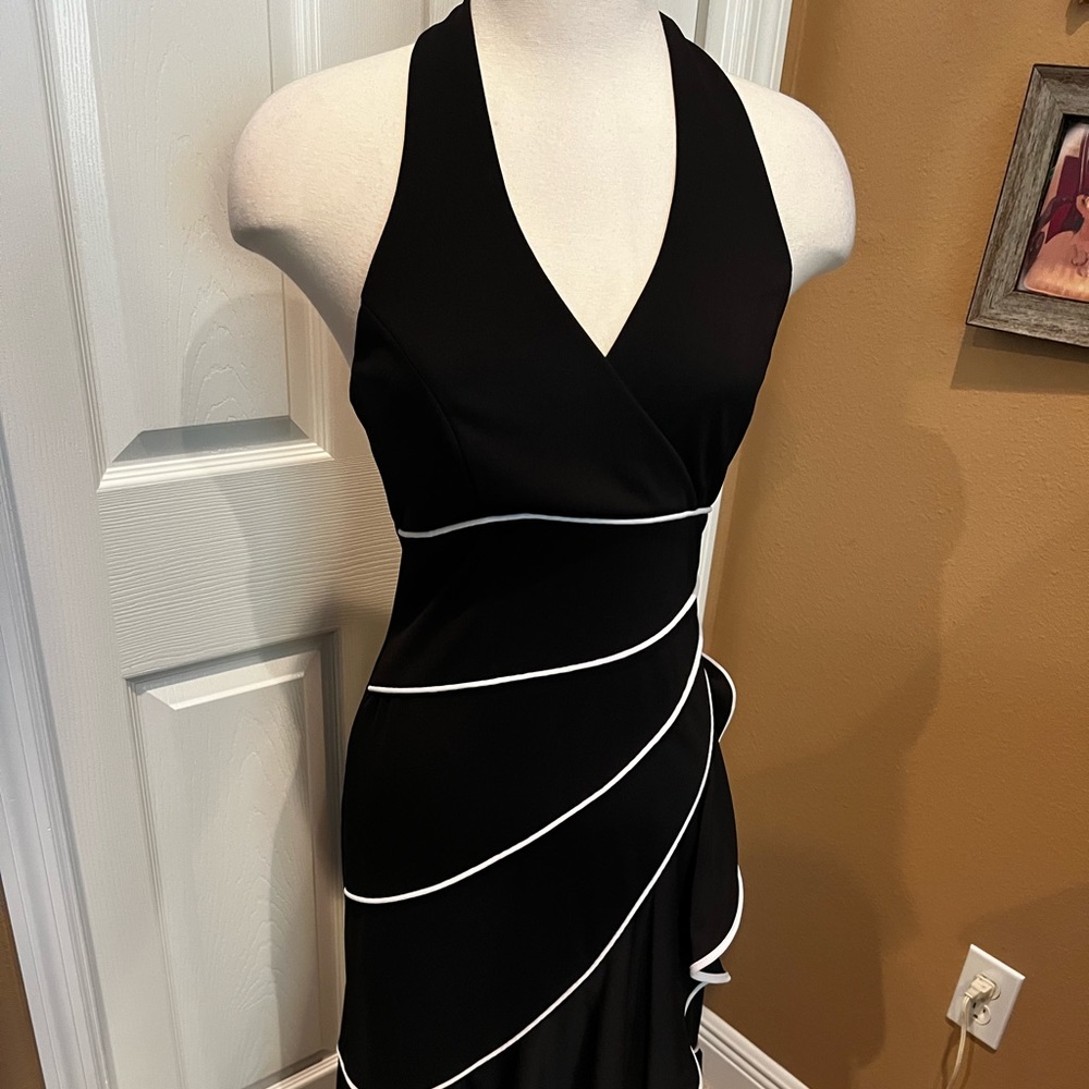 Black and white halter top dress